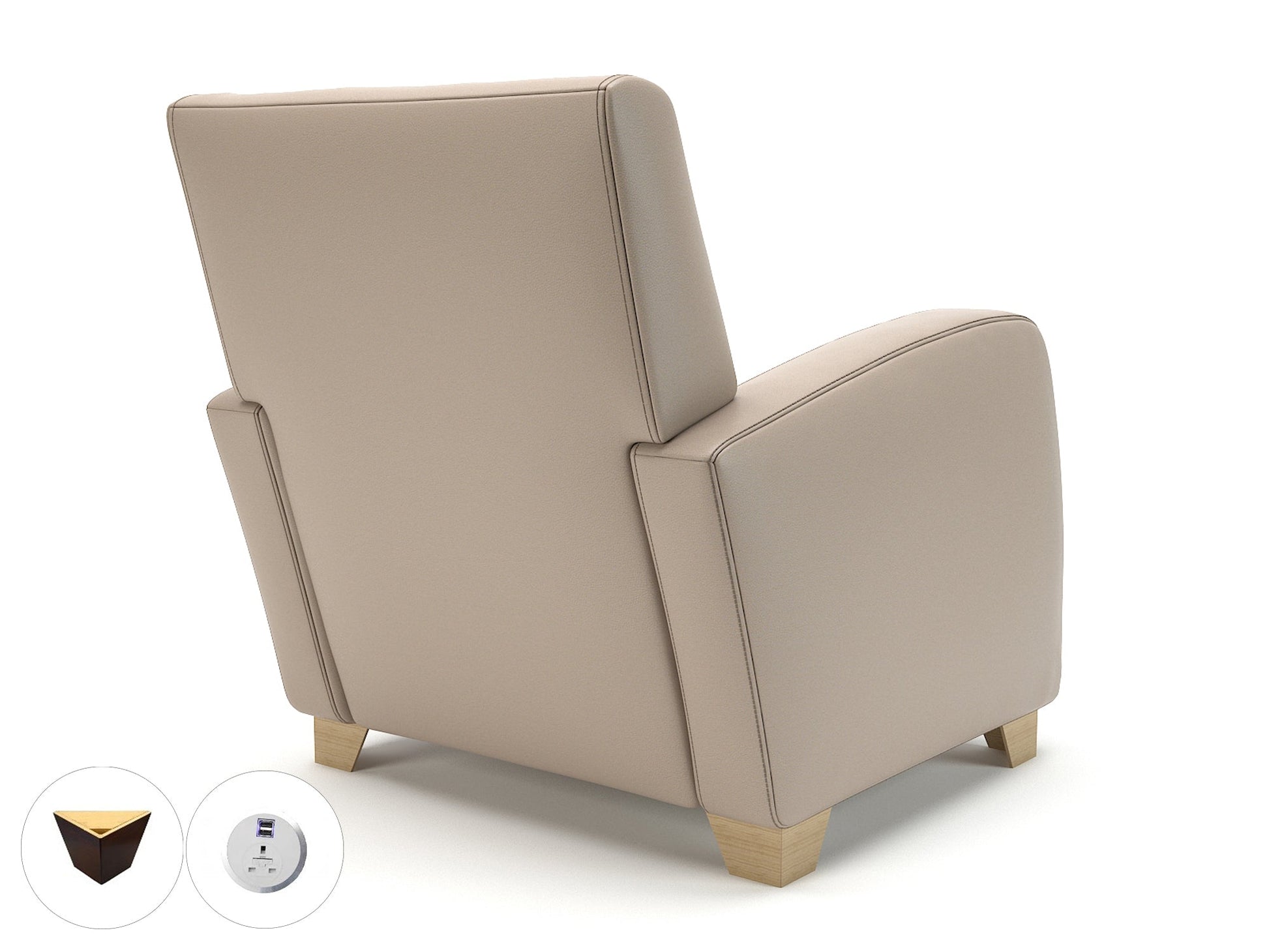 Wynne 81cm Wide Armchair in Cristina Marrone Ultima Faux Leather - Ergometric