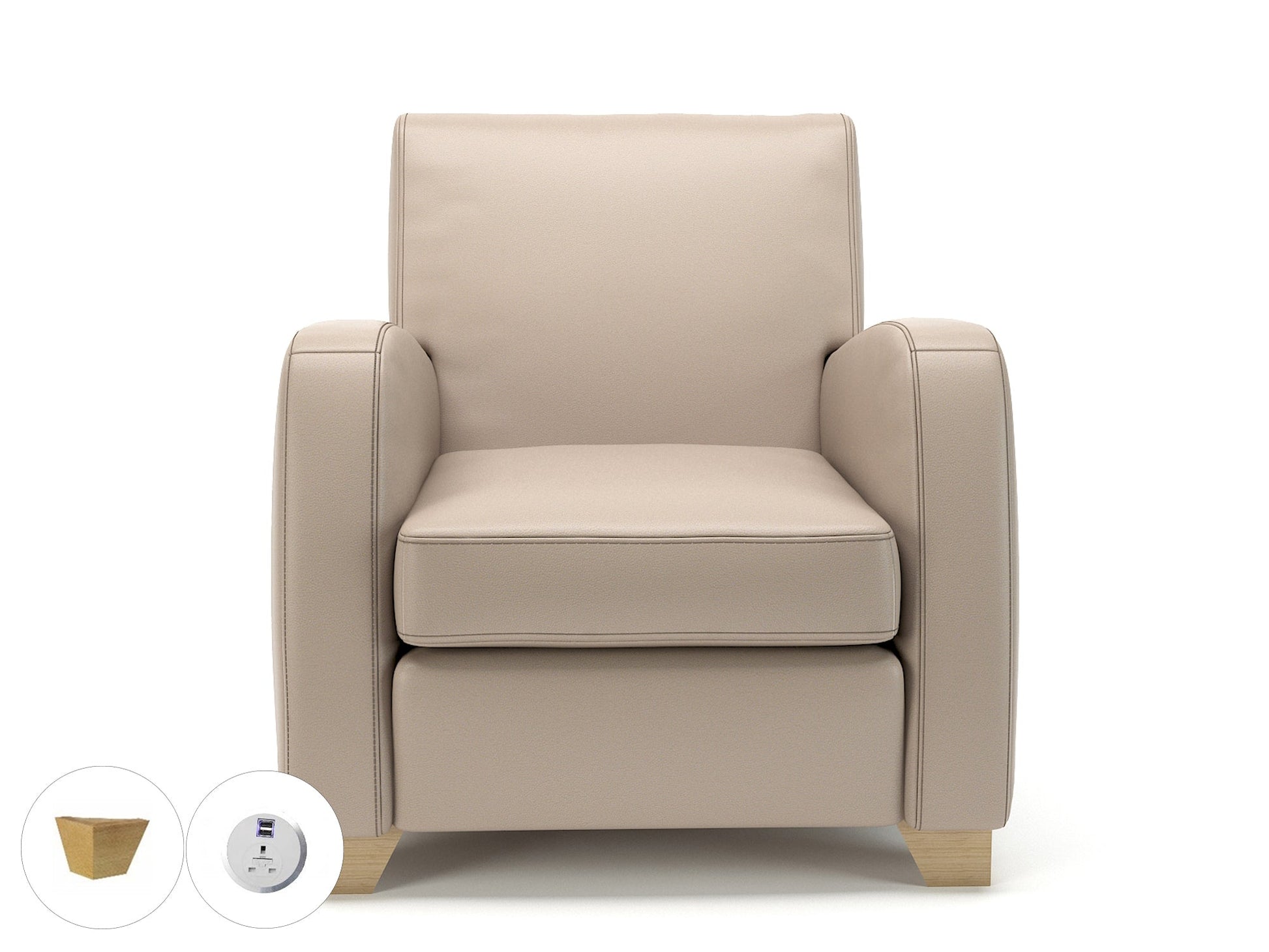 Wynne 81cm Wide Armchair in Cristina Marrone Ultima Faux Leather - Ergometric