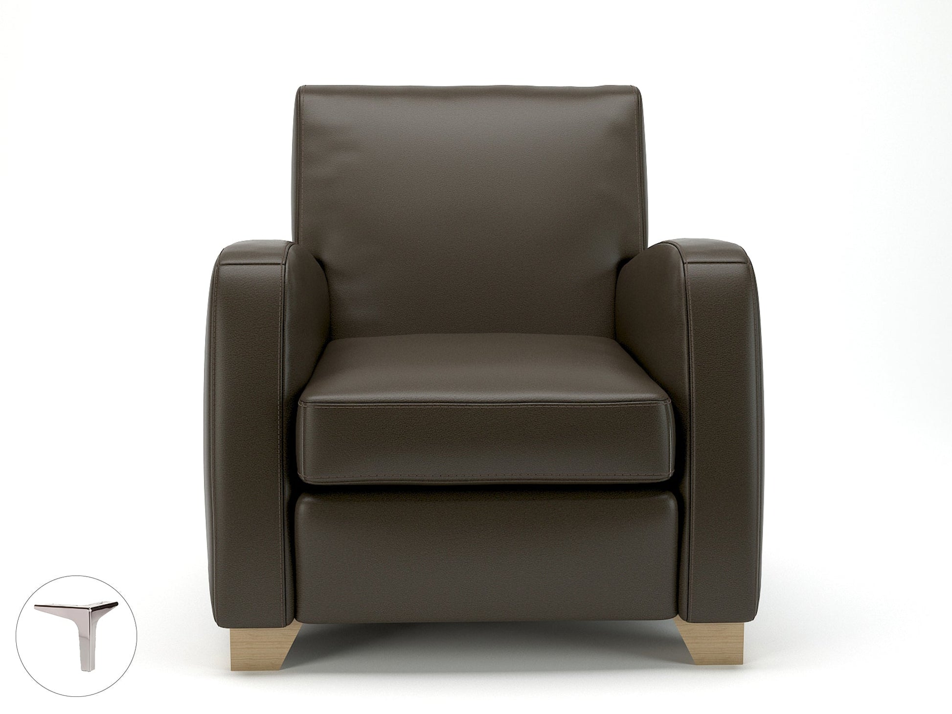 Wynne 81cm Wide Armchair in Cristina Marrone Ultima Faux Leather - Ergometric