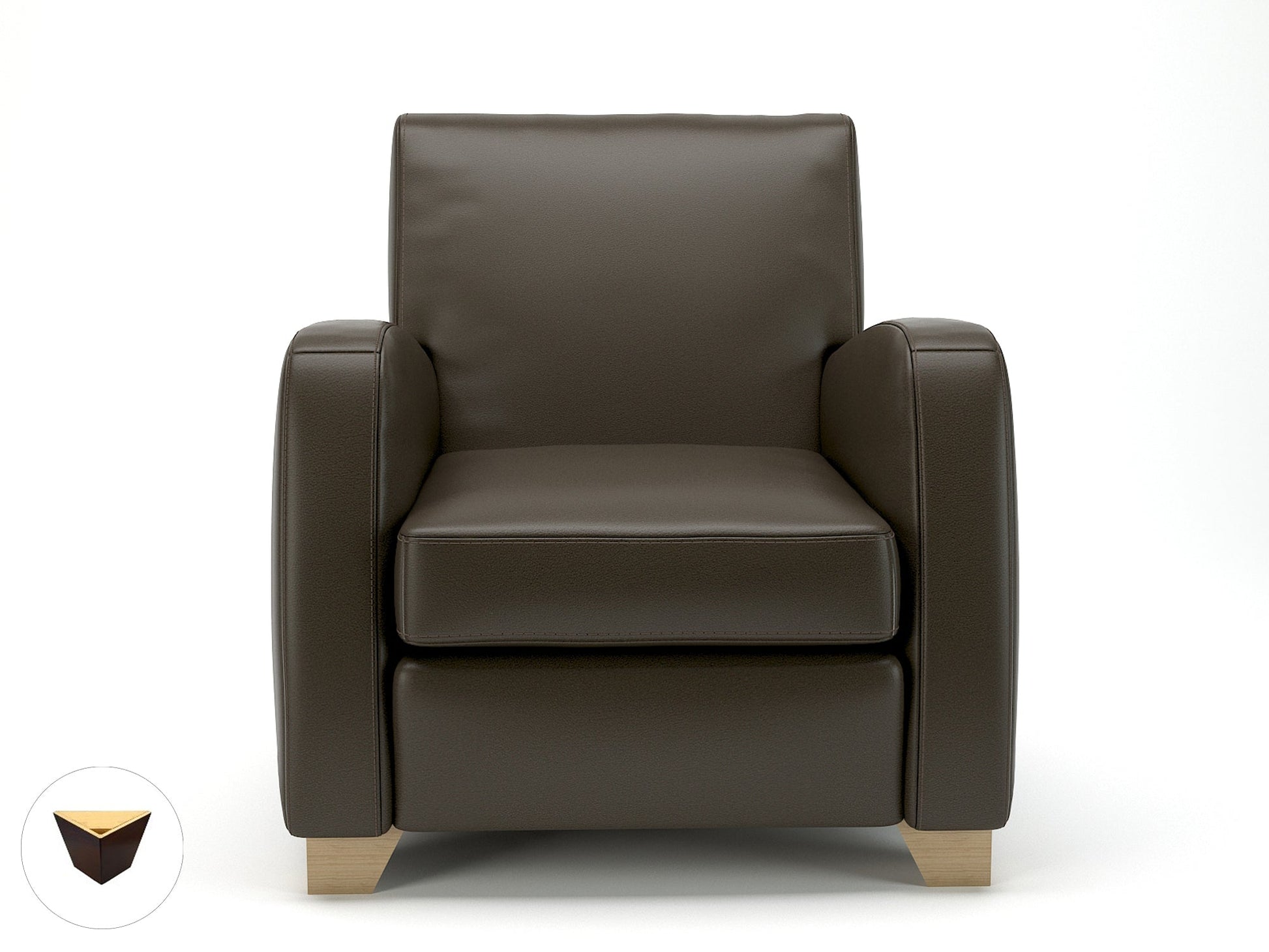 Wynne 81cm Wide Armchair in Cristina Marrone Ultima Faux Leather - Ergometric