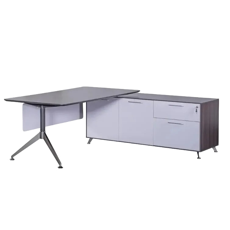 Nero Executive Corner Office Desk with Storage Return - Ergometric
