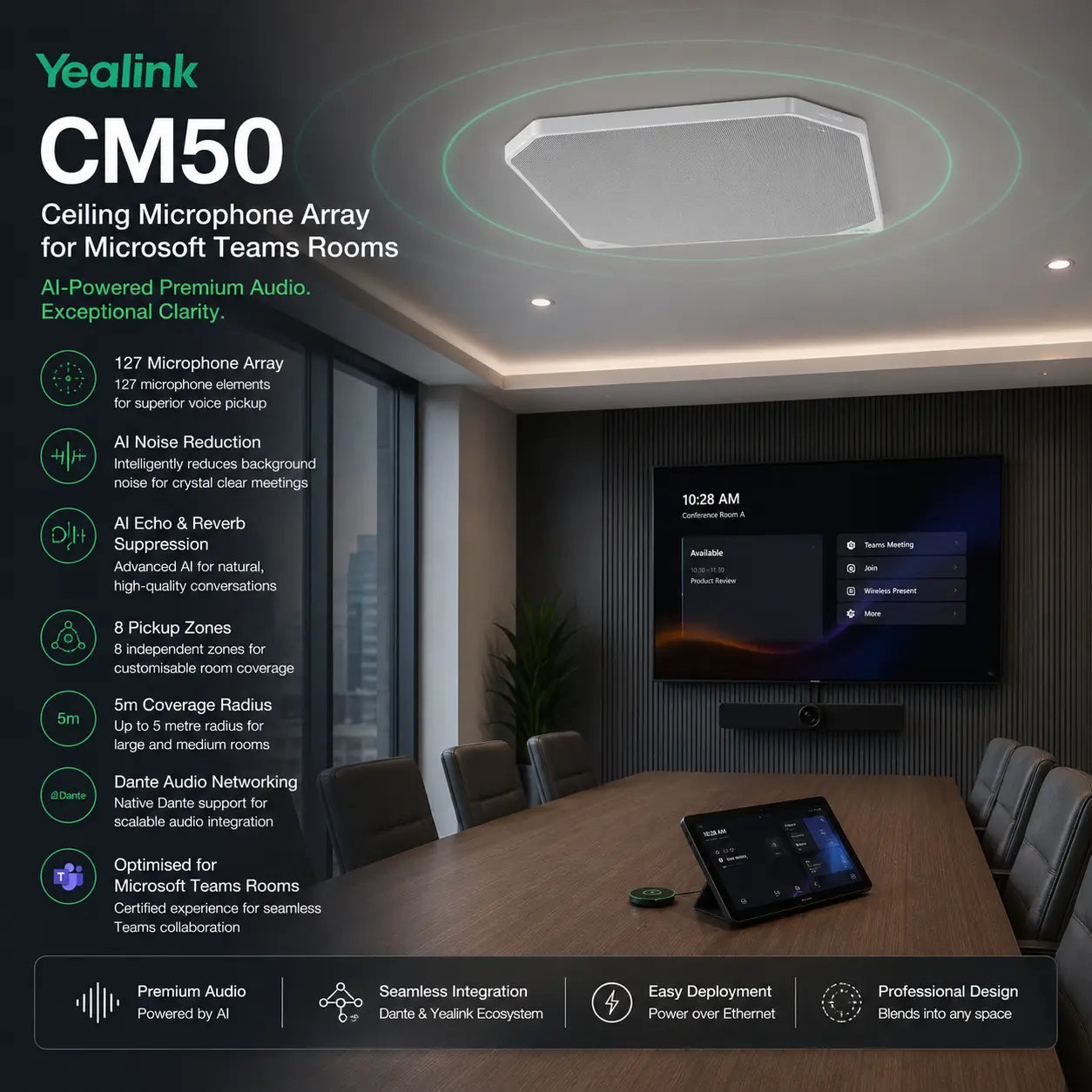 Yealink CM50 Ceiling Microphone Array for Microsoft Teams Rooms