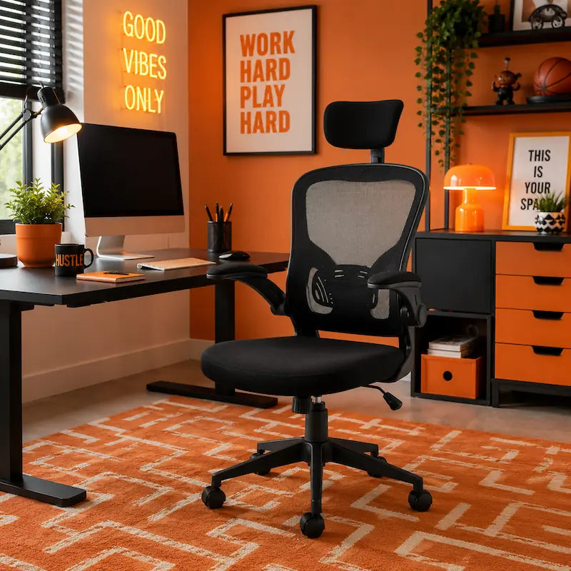 Ace  Mesh Chair With Folding Arms - Ergometric