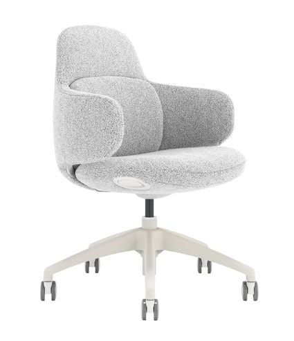 Boujee chair in White bouclé upholstery with a white base