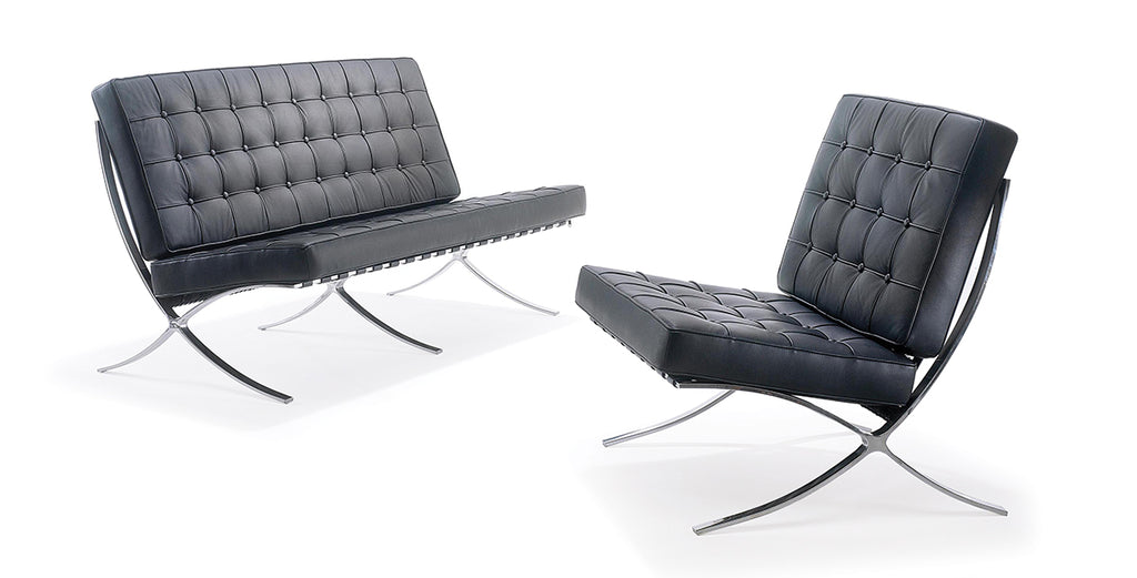 Classic reception seating arrangement in black with chrome detailing