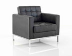 Classico armchair detail in black with chrome detailing