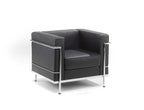 Cube armchair detail in black with chrome detailing
