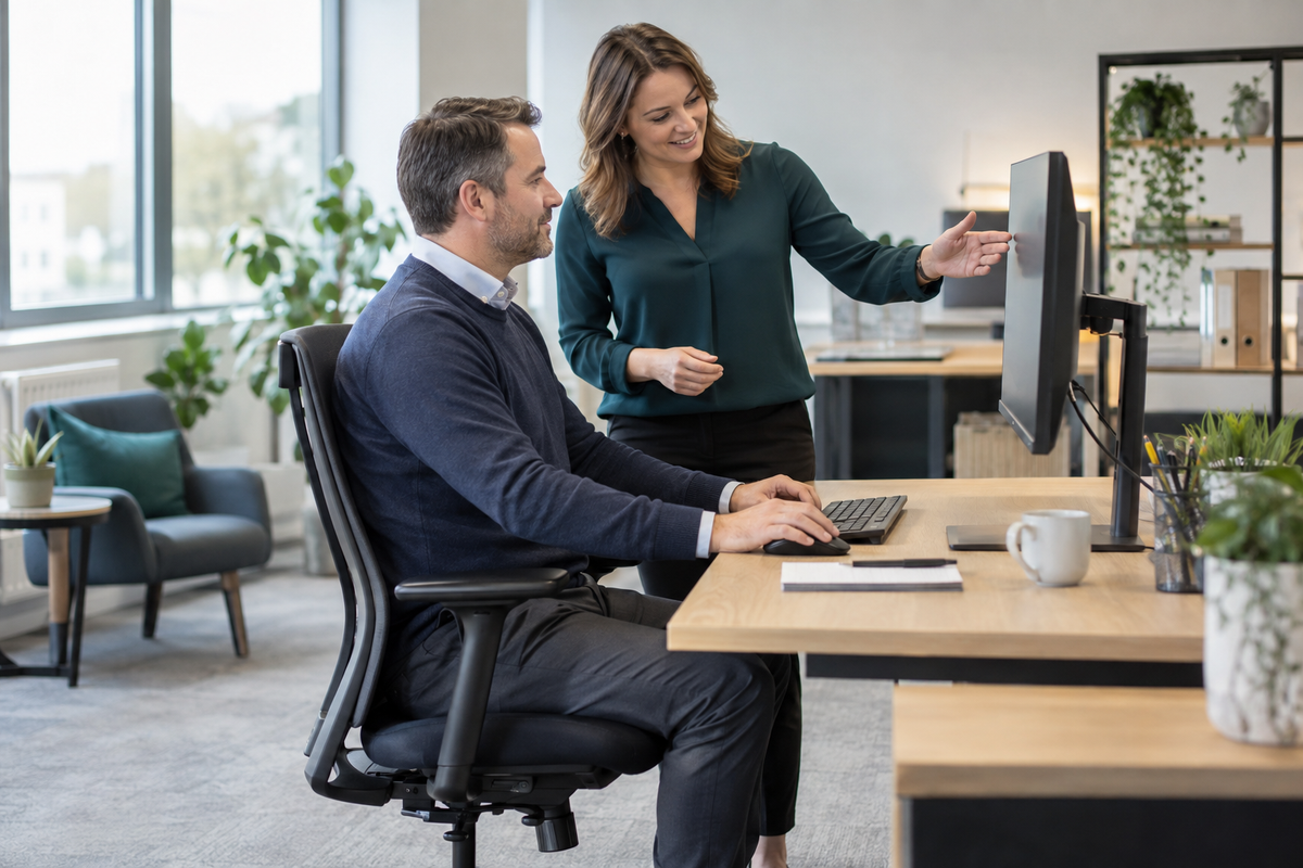Illustrative ergonomic workstation assessment consultation