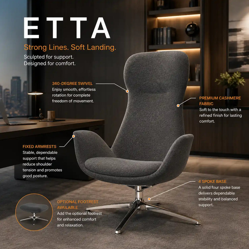 Etta Dark Grey Cashmere Lounge Chair