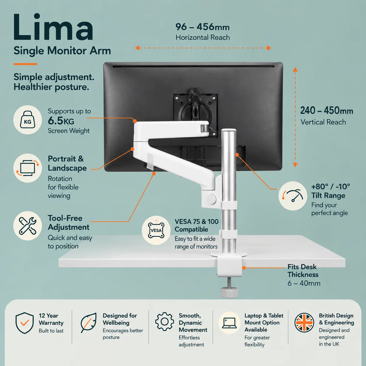 Lima Single Monitor Arm