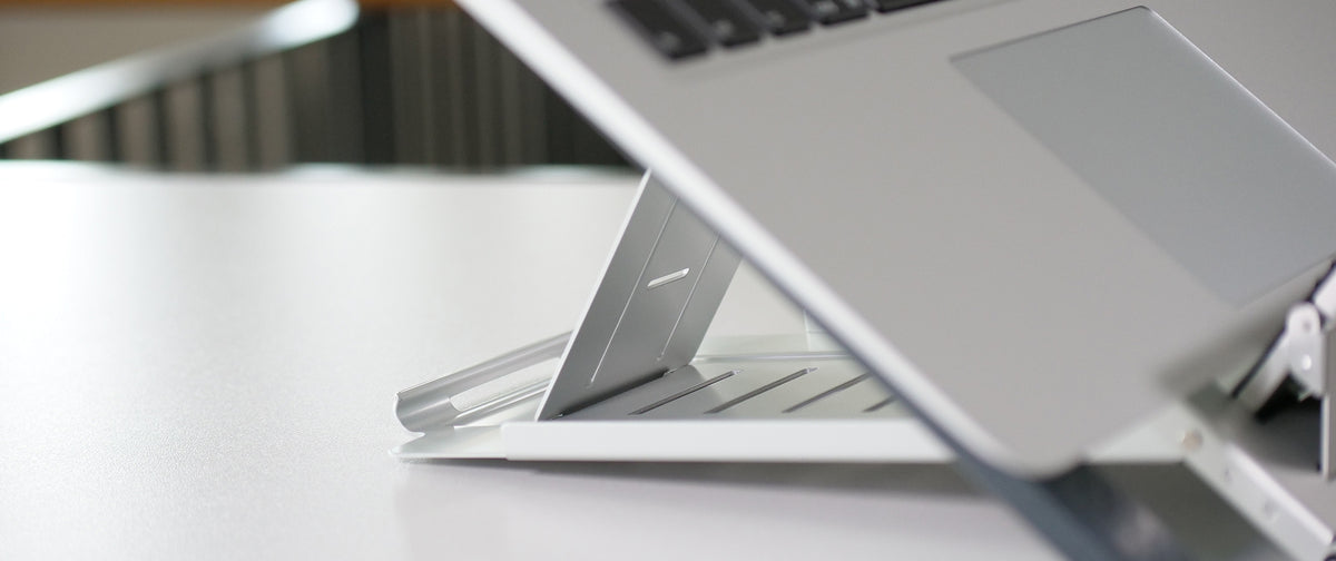 Mousetrapper Laptop Stand detail and workstation view