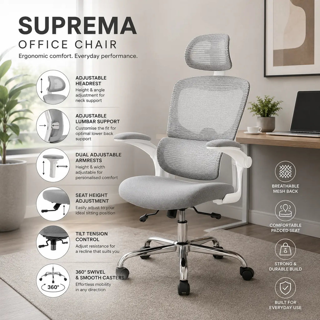 Suprema Mesh Grey & White Office Chair
