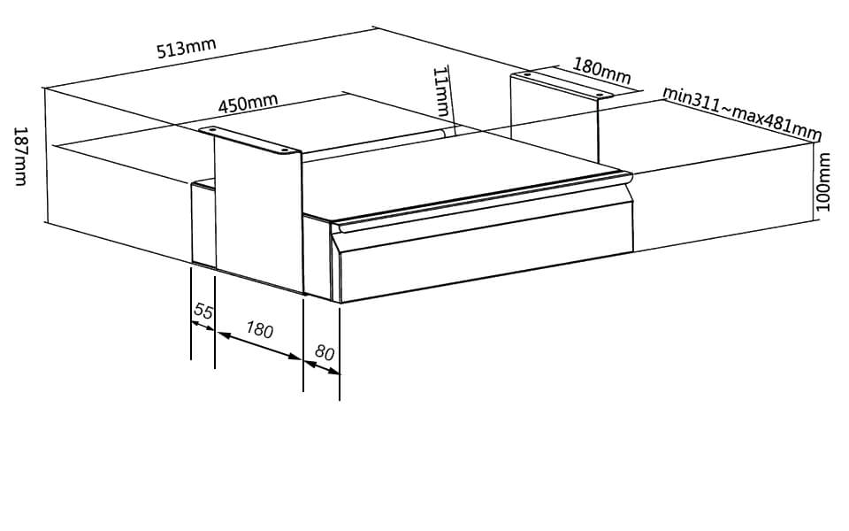Compact Steel Under-Desk Storage Drawer - Ergometric