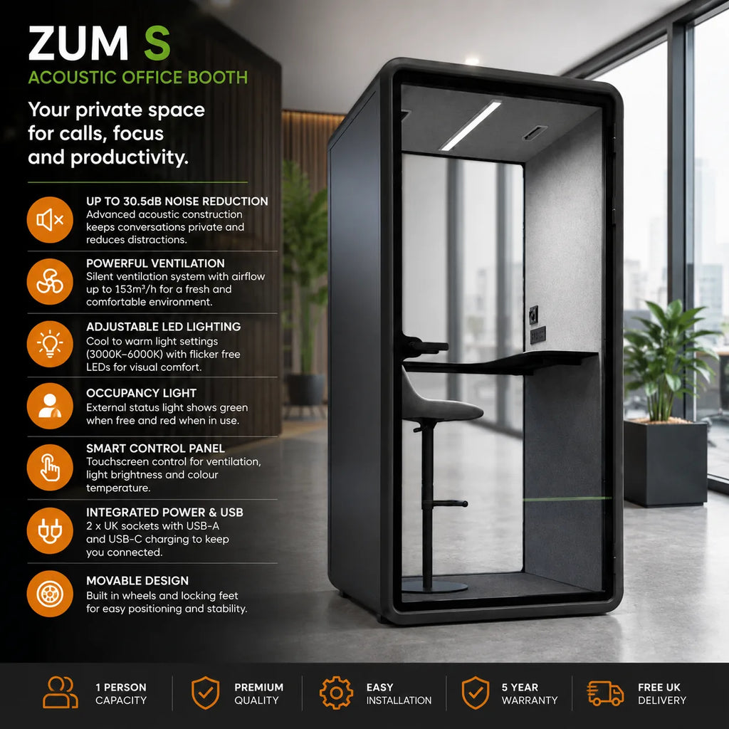 ZUM S Single Person Acoustic Office Phone Booth